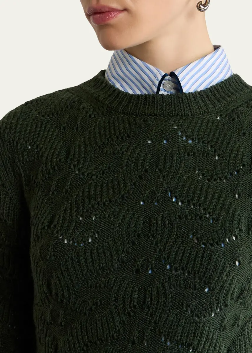 Etro Textured Pointelle Wool Crewneck Sweater | Thumbnail 5 Etro Textured Pointelle Wool Crewneck Sweater | Thumbnail 5