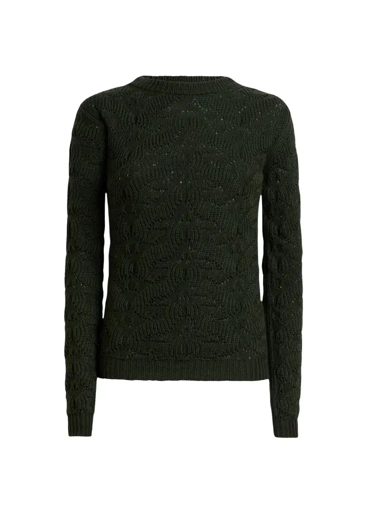 Etro Textured Pointelle Wool Crewneck Sweater