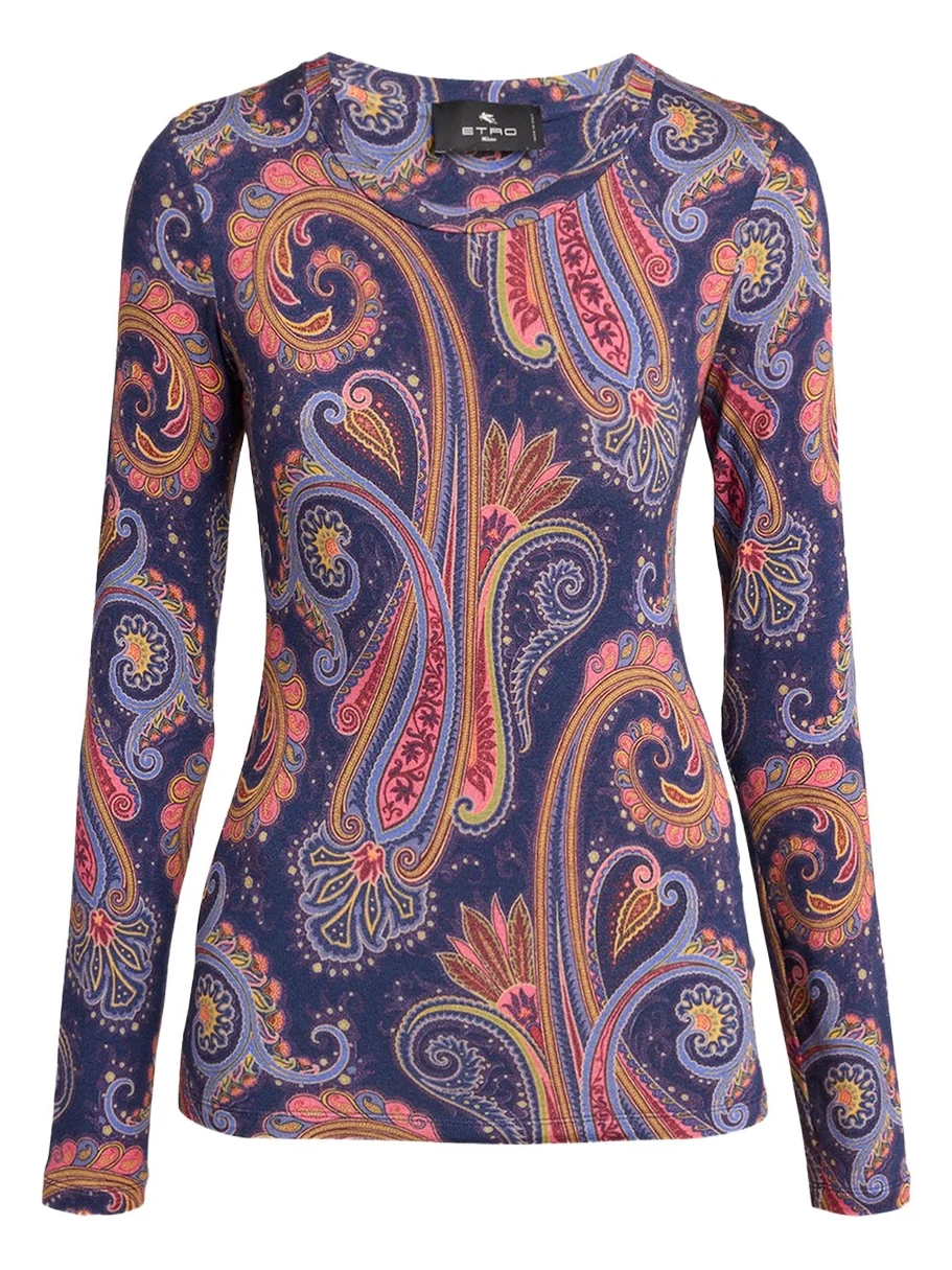 Paisley-Print Wool Jersey Long-Sleeve Top Paisley-Print Wool Jersey Long-Sleeve Top