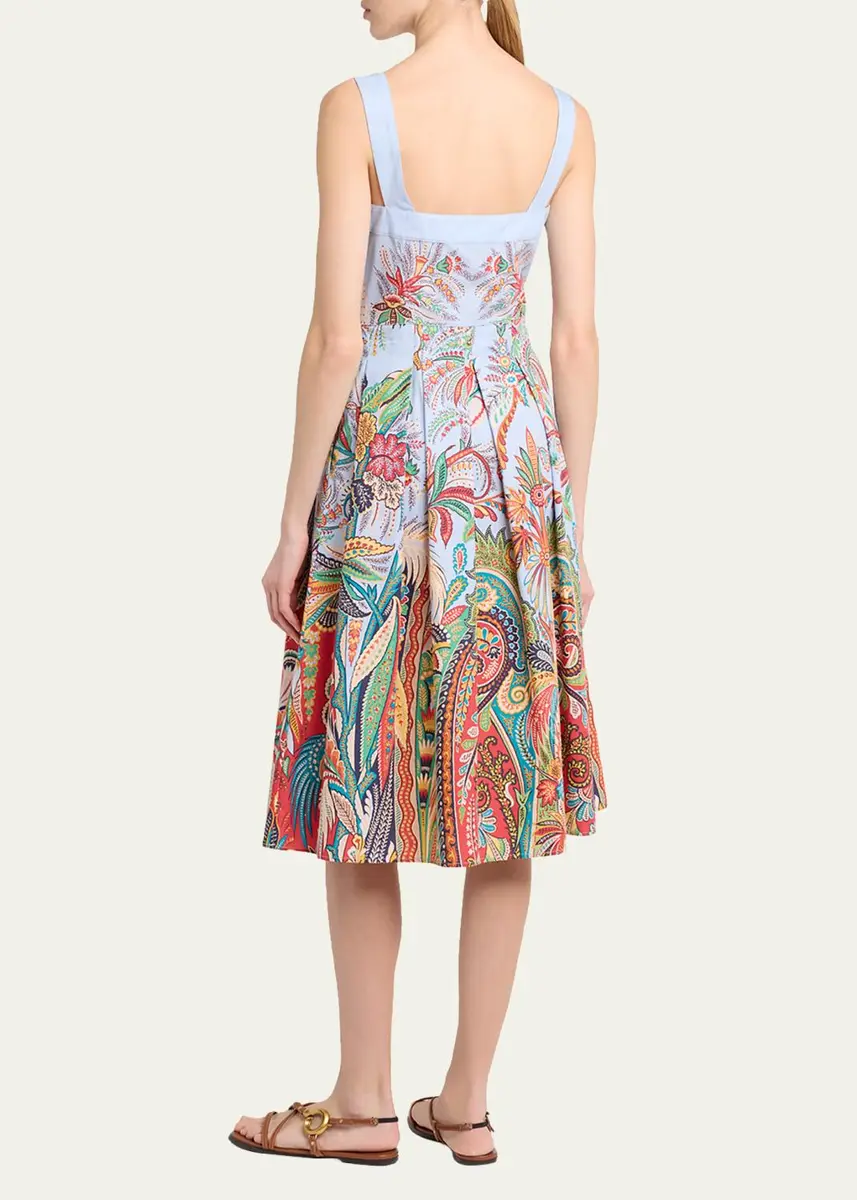 Etro Sleeveless Paisley-Print Pleated Cotton Midi Dress | Thumbnail 3 Etro Sleeveless Paisley-Print Pleated Cotton Midi Dress | Thumbnail 3