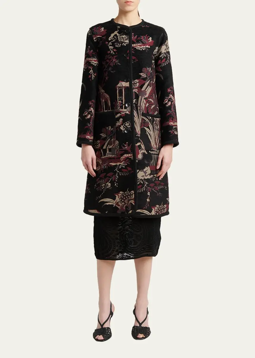 Etro Toile Brocade Single-Breasted Long Coat | Thumbnail 2 Etro Toile Brocade Single-Breasted Long Coat | Thumbnail 2