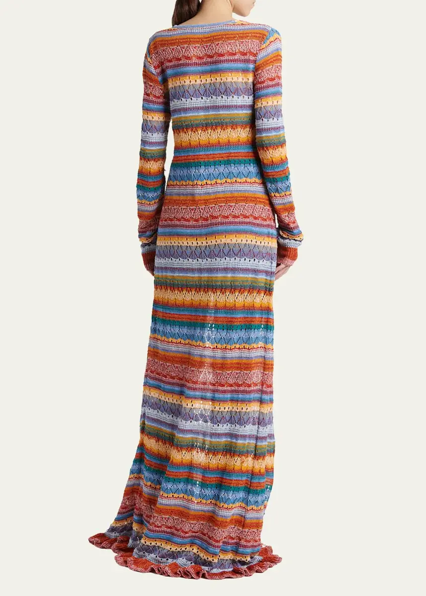 Etro Striped Open-Knit Long Cardigan | Thumbnail 3 Etro Striped Open-Knit Long Cardigan | Thumbnail 3