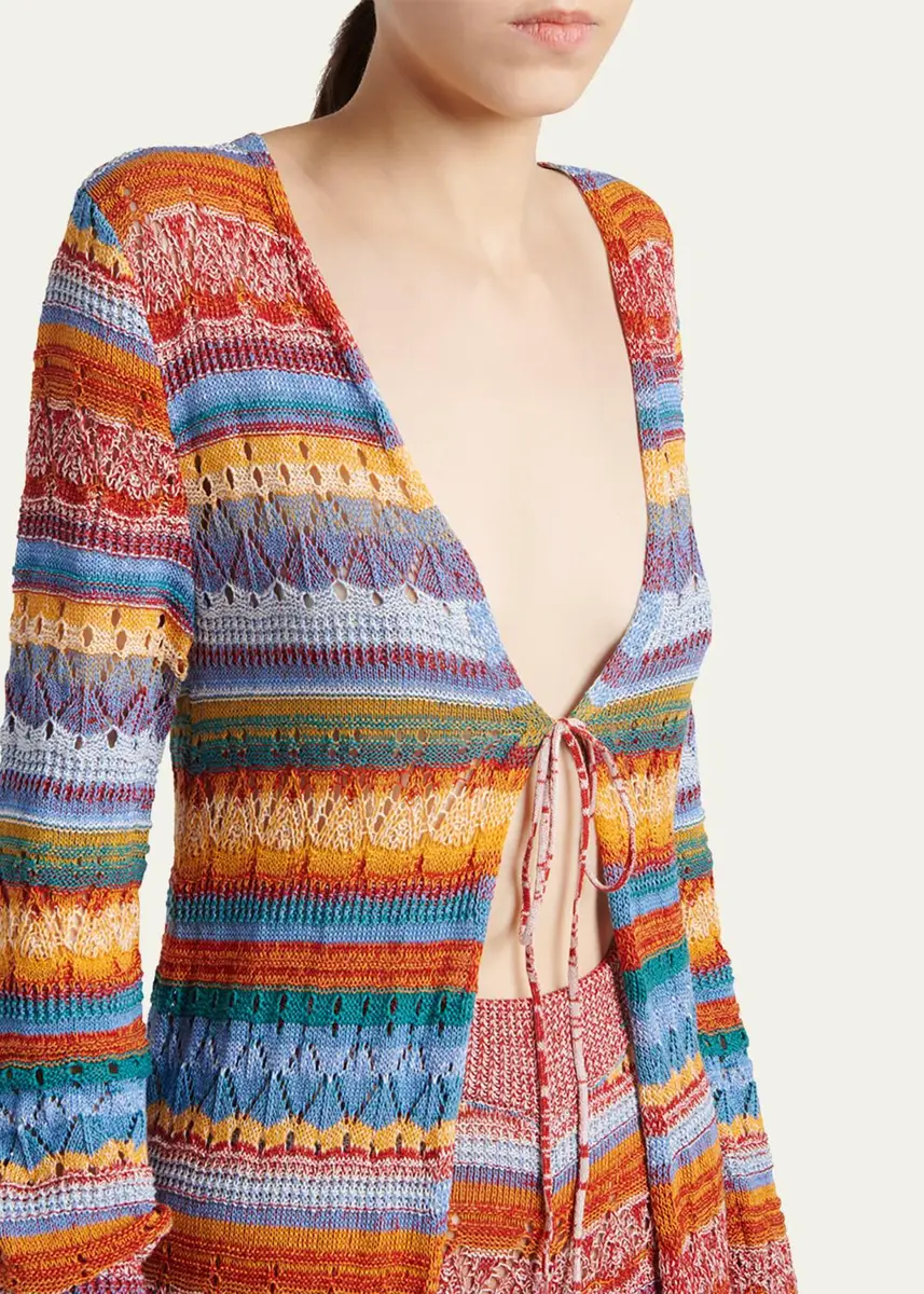 Etro Striped Open-Knit Long Cardigan | Thumbnail 5 Etro Striped Open-Knit Long Cardigan | Thumbnail 5