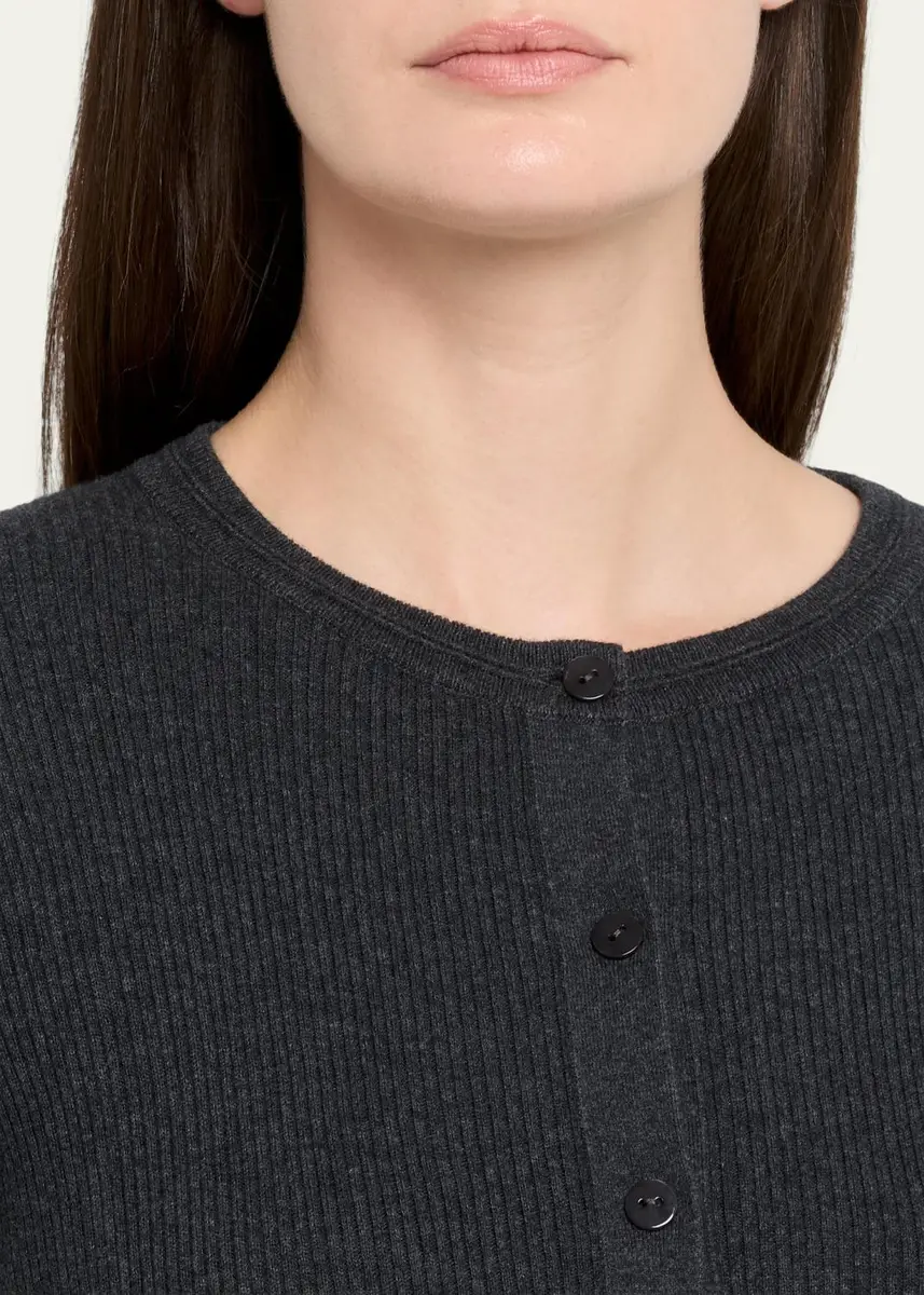 Lisa Yang Abeena Cotton-Cashmere Rib Crewneck Cardigan | Thumbnail 5 Lisa Yang Abeena Cotton-Cashmere Rib Crewneck Cardigan | Thumbnail 5