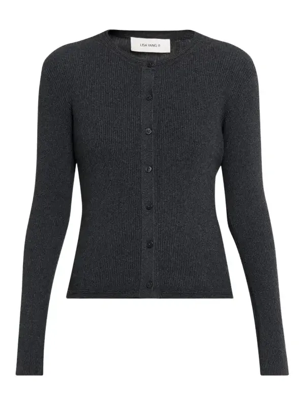 Abeena Cotton-Cashmere Rib Crewneck Cardigan