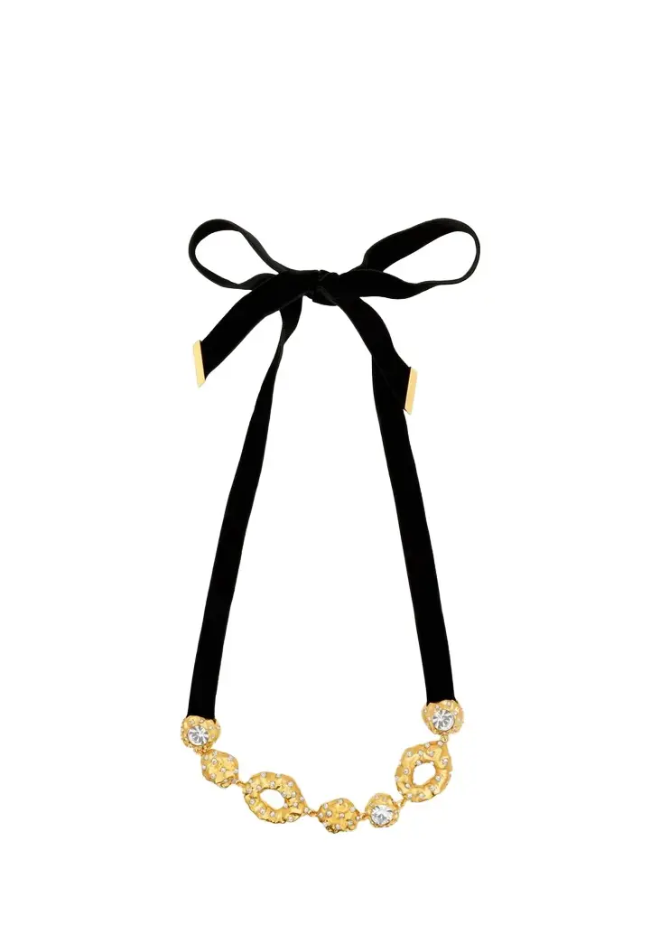 Oscar de la Renta Hammered Stone Velvet Necklace | Image 1 Oscar de la Renta Hammered Stone Velvet Necklace | Image 1
