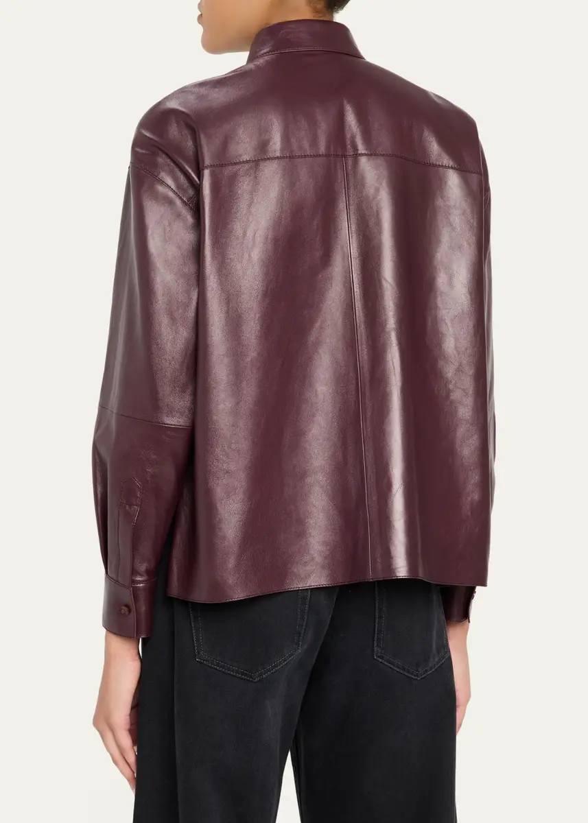 Lafayette 148 New York Oversized Cropped Nappa Leather Shirt | Thumbnail 3 Lafayette 148 New York Oversized Cropped Nappa Leather Shirt | Thumbnail 3