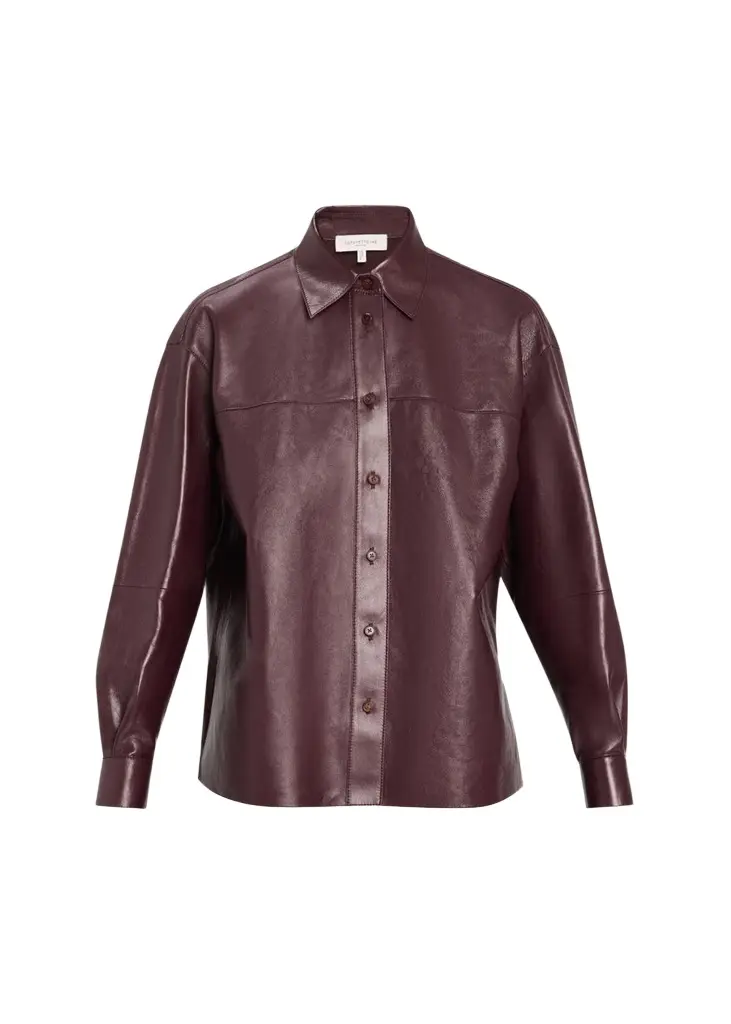 Lafayette 148 New York Oversized Cropped Nappa Leather Shirt | Image 1 Lafayette 148 New York Oversized Cropped Nappa Leather Shirt | Image 1
