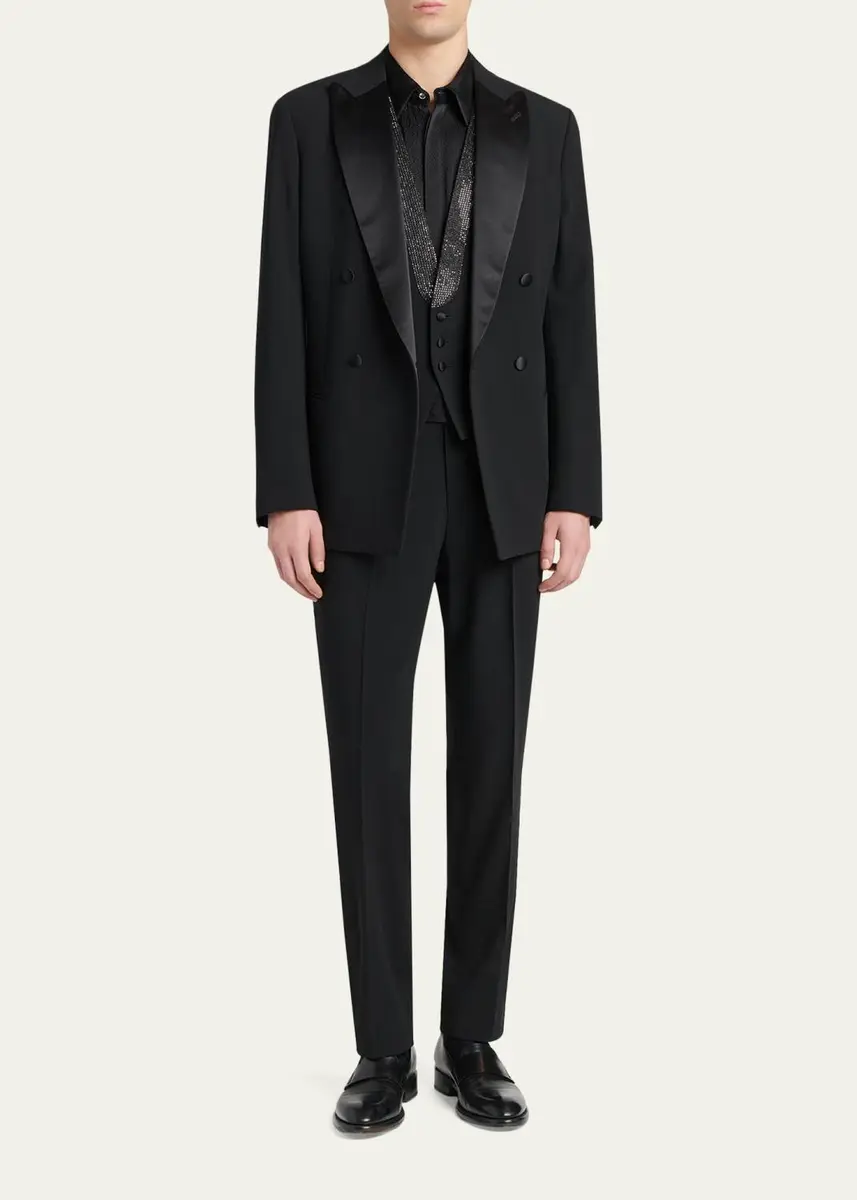 Giorgio Armani Men's Printed Silk Button-Front Shirt | Thumbnail 2 Giorgio Armani Men's Printed Silk Button-Front Shirt | Thumbnail 2