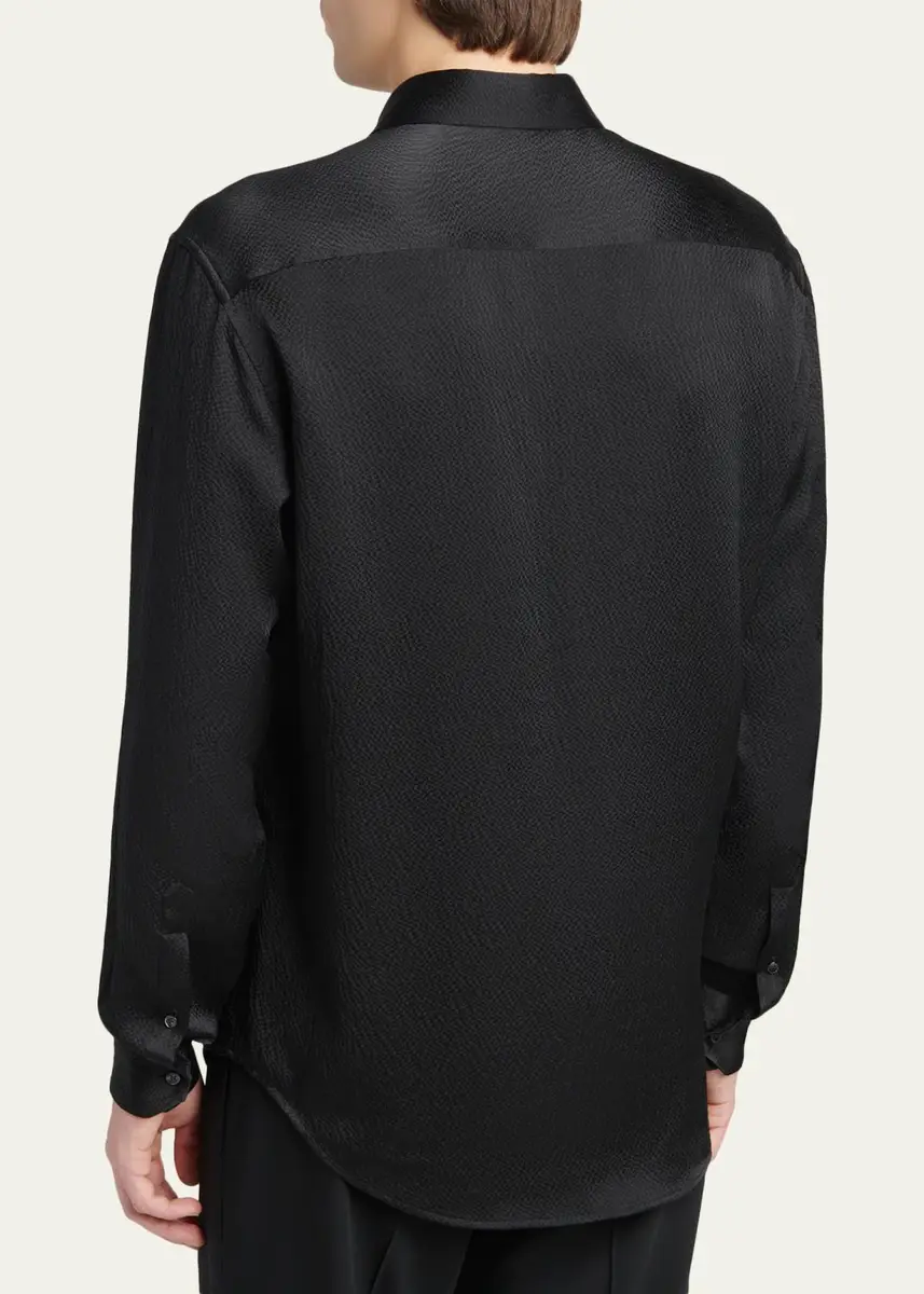Giorgio Armani Men's Printed Silk Button-Front Shirt | Thumbnail 3 Giorgio Armani Men's Printed Silk Button-Front Shirt | Thumbnail 3