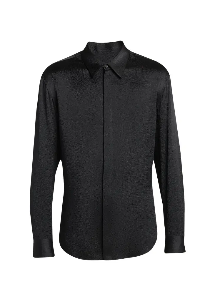 Giorgio Armani Men's Printed Silk Button-Front Shirt | Image 1 Giorgio Armani Men's Printed Silk Button-Front Shirt | Image 1