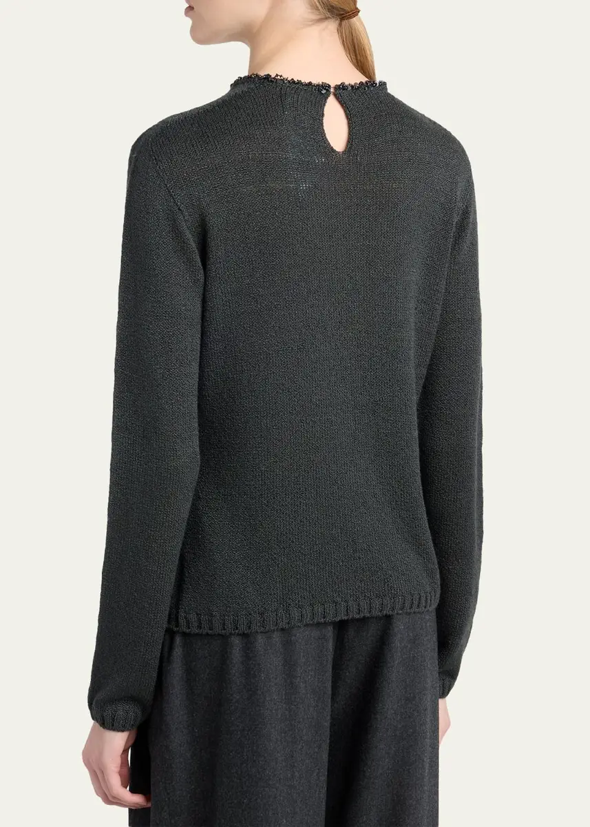 Giorgio Armani Sequin-Trim Silk Knit Sweater | Thumbnail 3