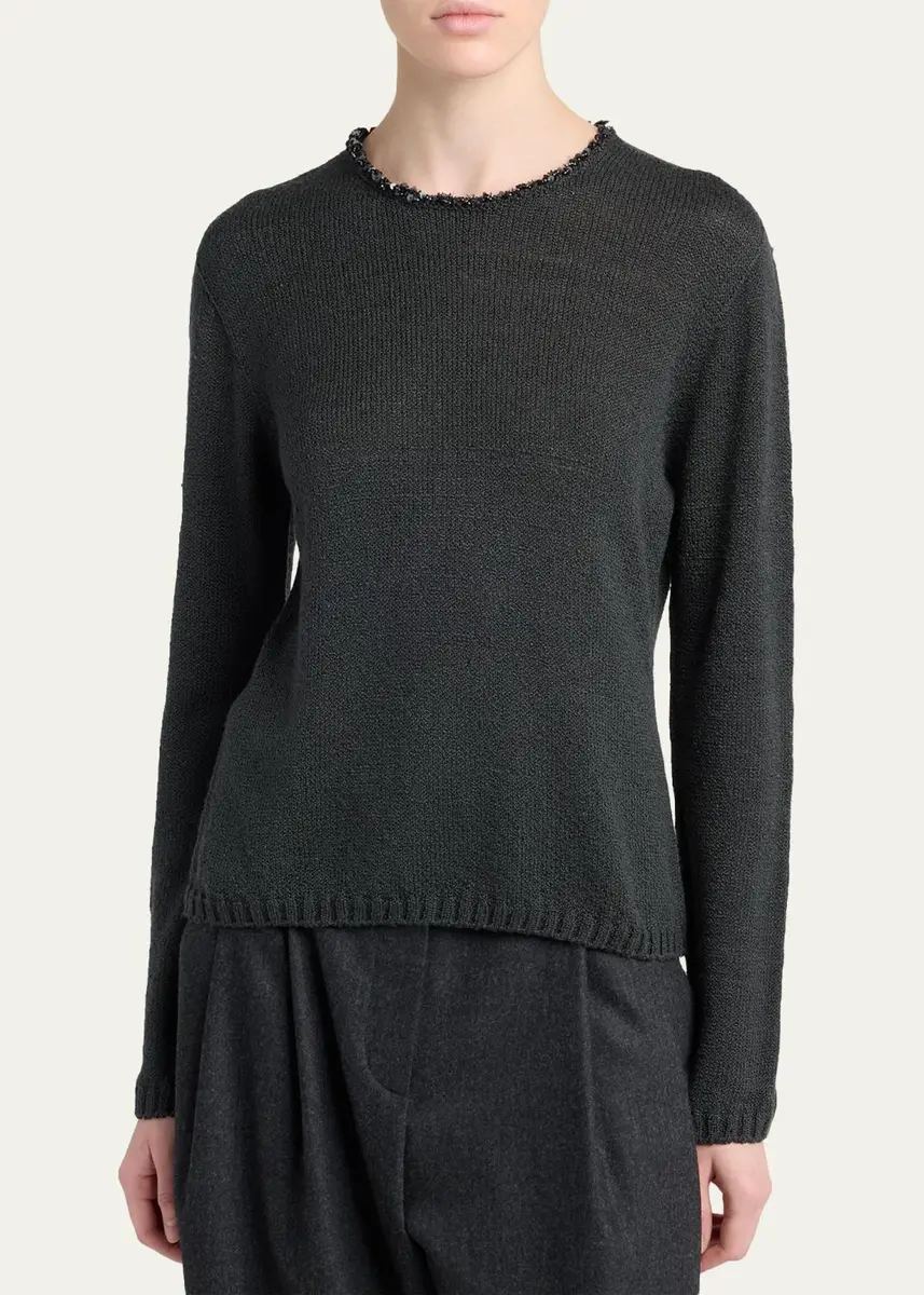 Giorgio Armani Sequin-Trim Silk Knit Sweater | Thumbnail 4
