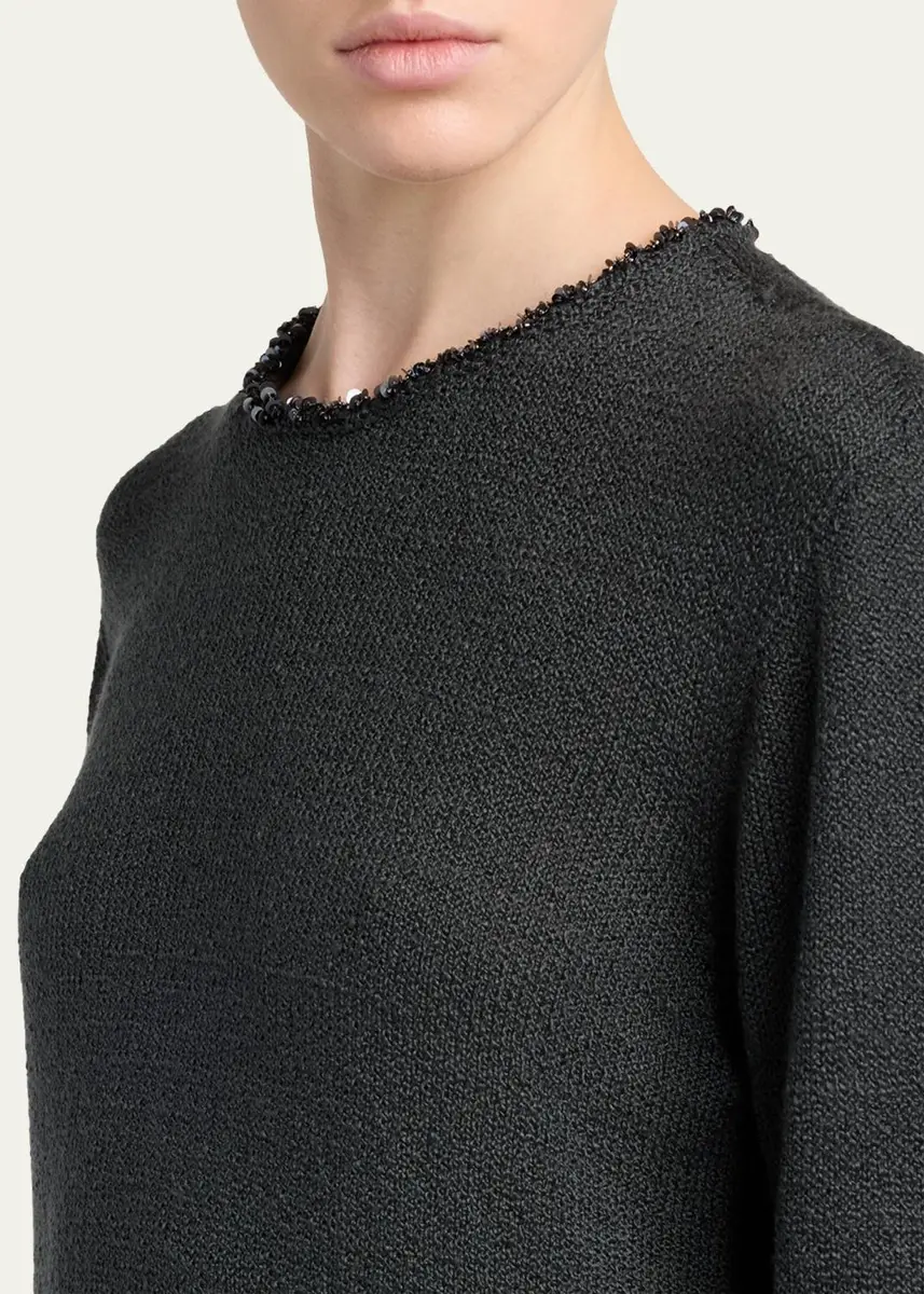 Giorgio Armani Sequin-Trim Silk Knit Sweater | Thumbnail 5