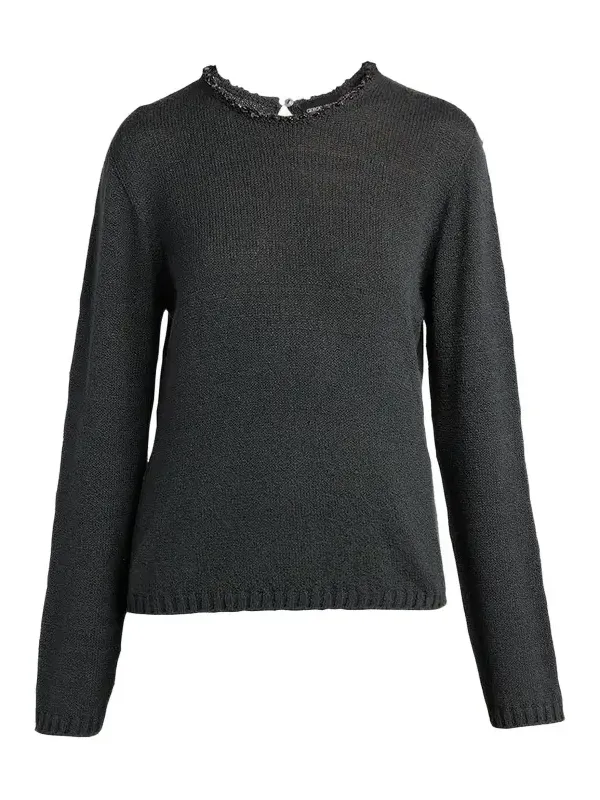 Sequin-Trim Silk Knit Sweater