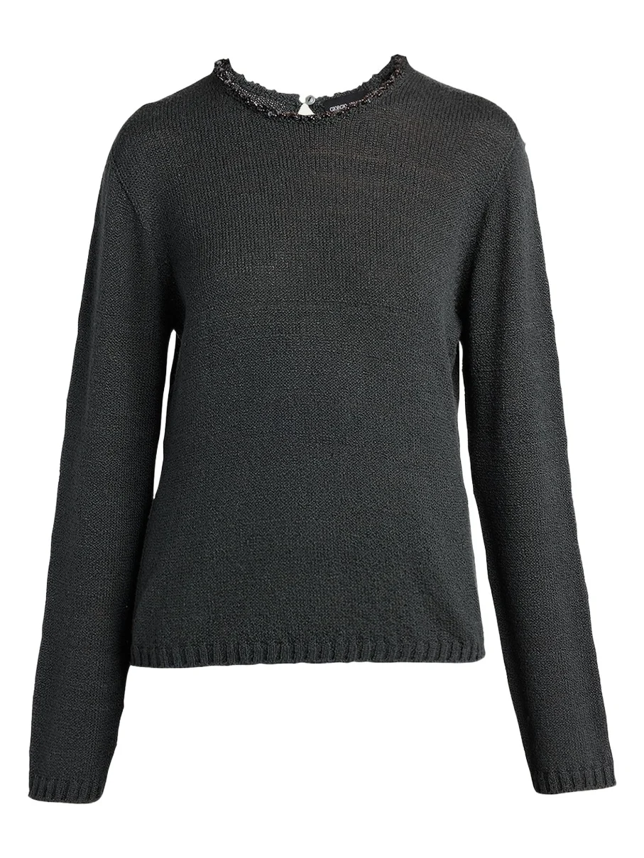 Sequin-Trim Silk Knit Sweater Sequin-Trim Silk Knit Sweater