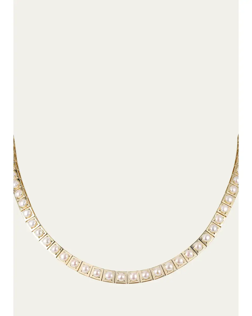 Type Jewelry 14K Yellow Gold LEGGO Pearls Necklace, 16"L
