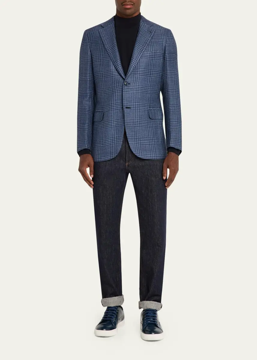 Brioni Men's Wool Houndstooth Plaid Sport Coat | Thumbnail 2