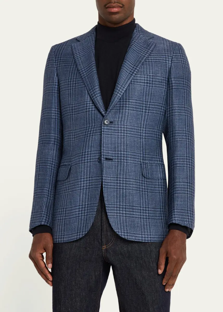 Brioni Men's Wool Houndstooth Plaid Sport Coat | Thumbnail 4