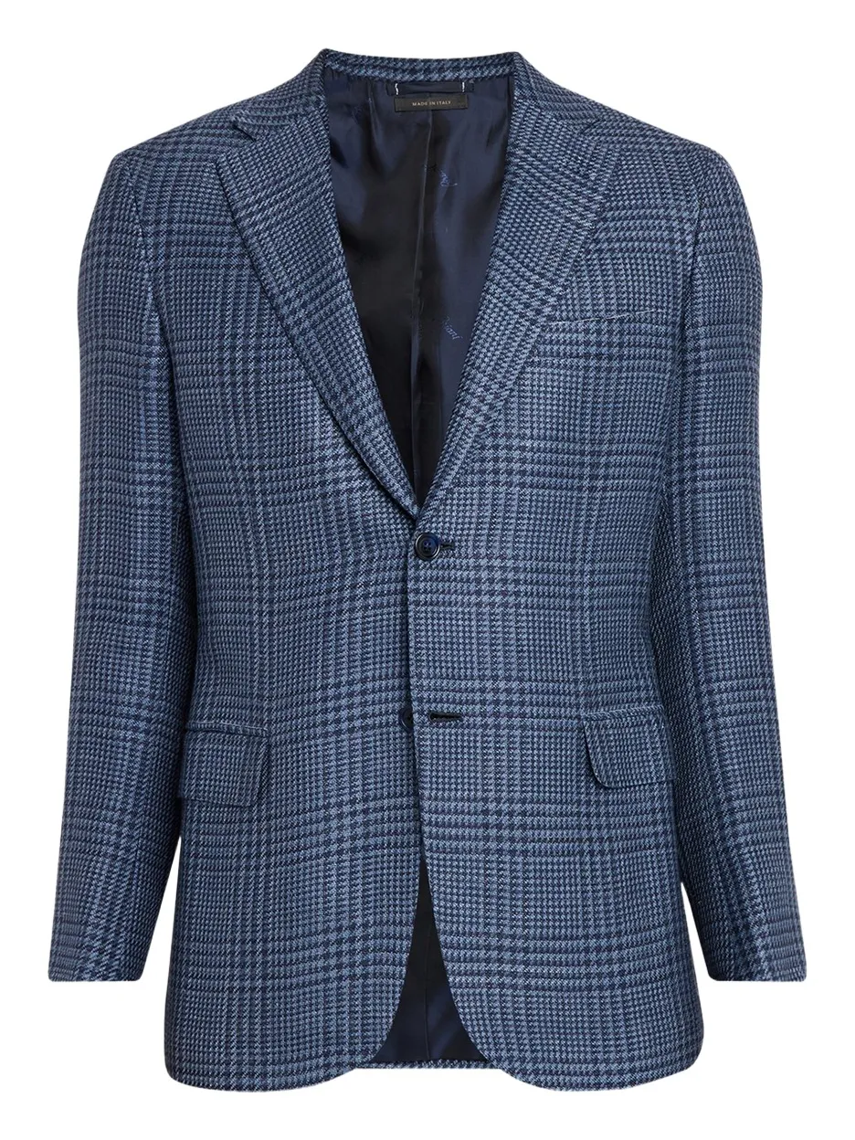 Men's Wool Houndstooth Plaid Sport Coat