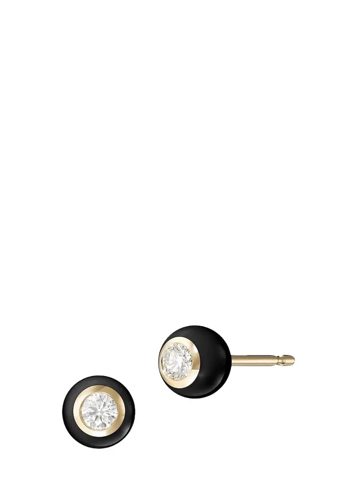 Melissa Kaye Audrey Small 18K Yellow Gold, Enamel & 0.12 TCW Diamond Earrings | Image 1 Melissa Kaye Audrey Small 18K Yellow Gold, Enamel & 0.12 TCW Diamond Earrings | Image 1