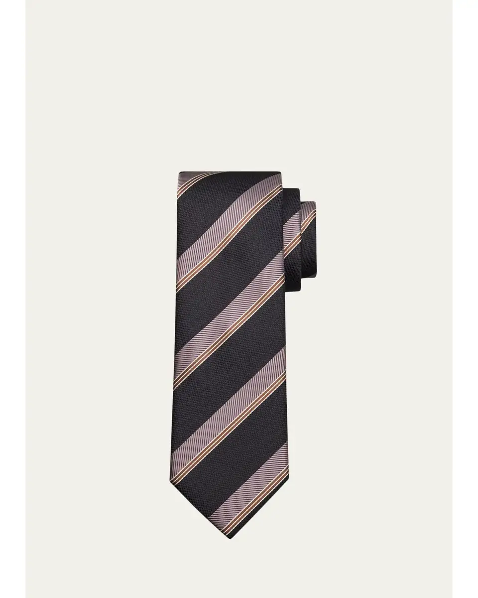 Brioni Men's Stripe Jacquard Silk Tie | Thumbnail 2 Brioni Men's Stripe Jacquard Silk Tie | Thumbnail 2