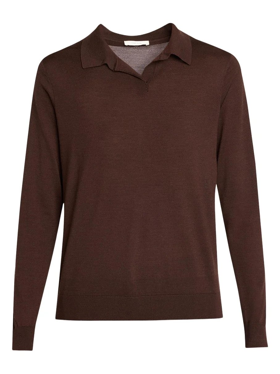 Pauli Wool-Silk Jersey Long-Sleeve Polo Top