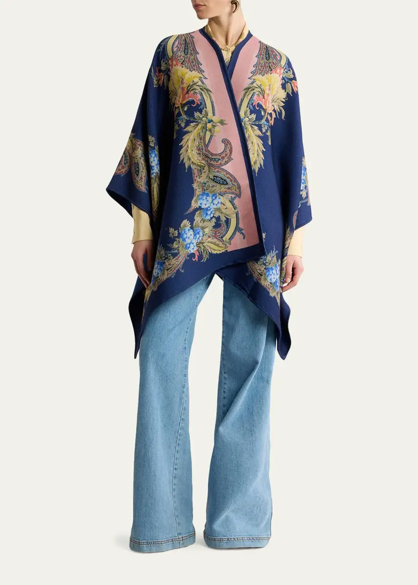 Etro Paisley Wool-Blend Jacquard Cape | Thumbnail 2 Etro Paisley Wool-Blend Jacquard Cape | Thumbnail 2