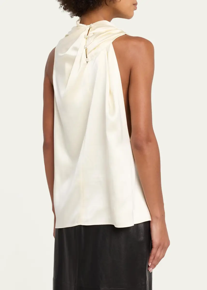 Heirlome Kate Draped Silk Cowl-Neck Sleeveless Top | Thumbnail 3
