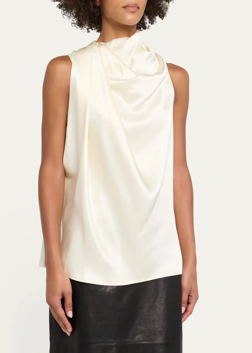 Heirlome Kate Draped Silk Cowl-Neck Sleeveless Top | Thumbnail 4