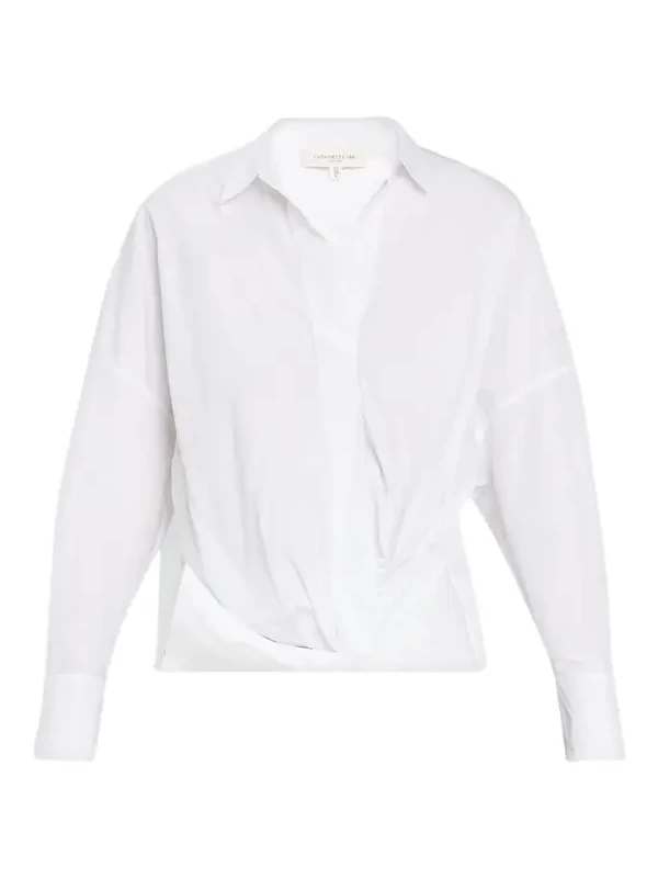 Oversized Draped Twist-Front Poplin Shirt Oversized Draped Twist-Front Poplin Shirt