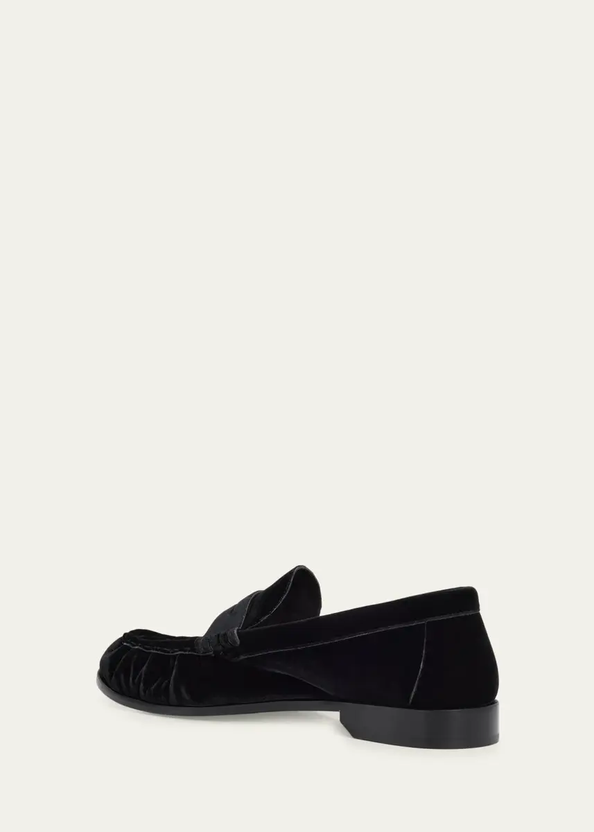 Saint Laurent Men's LE Cassandre YSL Moc-Toe Loafers in Velvet | Thumbnail 2 Saint Laurent Men's LE Cassandre YSL Moc-Toe Loafers in Velvet | Thumbnail 2