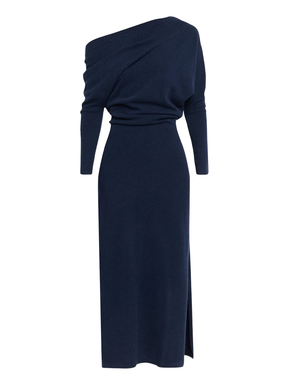 Kasos One-Shoulder Draped Cashmere Midi Dress Kasos One-Shoulder Draped Cashmere Midi Dress