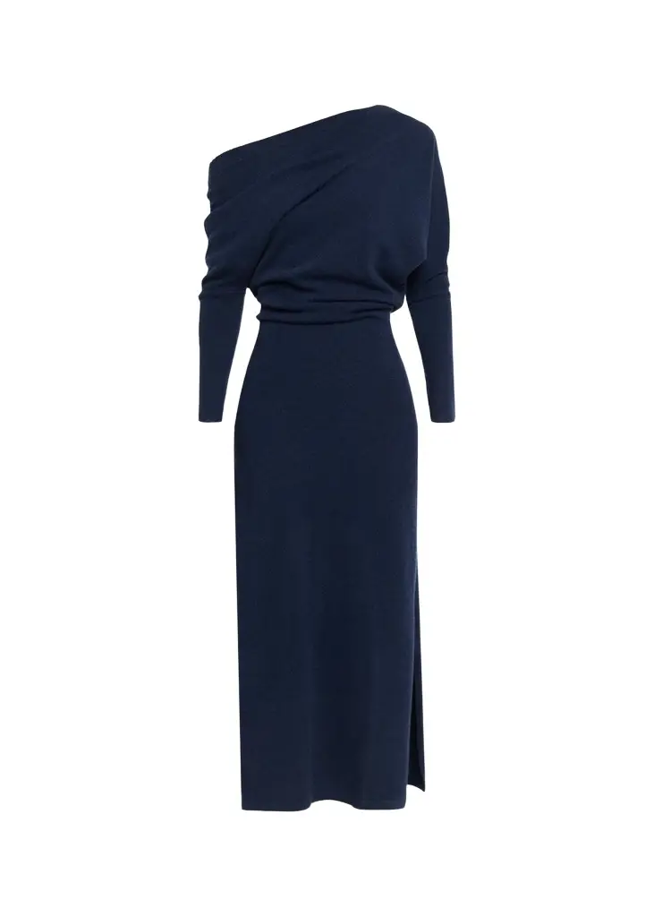 Altuzarra Kasos One-Shoulder Draped Cashmere Midi Dress | Image 1 Altuzarra Kasos One-Shoulder Draped Cashmere Midi Dress | Image 1