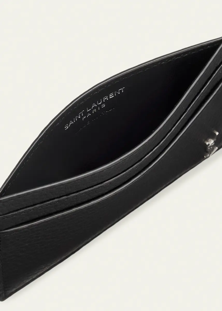 Saint Laurent Men's Tiny Cassandre YSL Card Holder in Leather | Thumbnail 2 Saint Laurent Men's Tiny Cassandre YSL Card Holder in Leather | Thumbnail 2