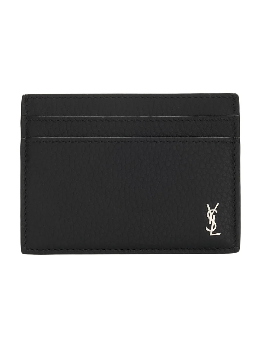 Saint Laurent Men's Tiny Cassandre YSL Card Holder in Leather