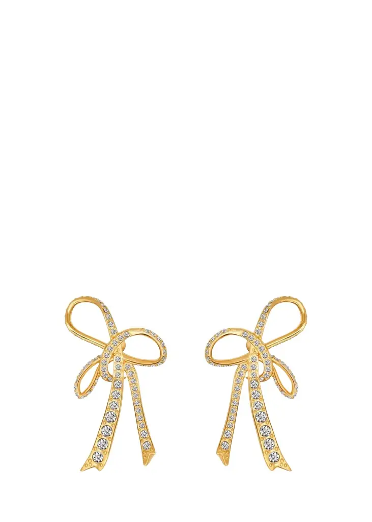 Oscar de la Renta Threaded Bow Large Earrings | Image 1 Oscar de la Renta Threaded Bow Large Earrings | Image 1