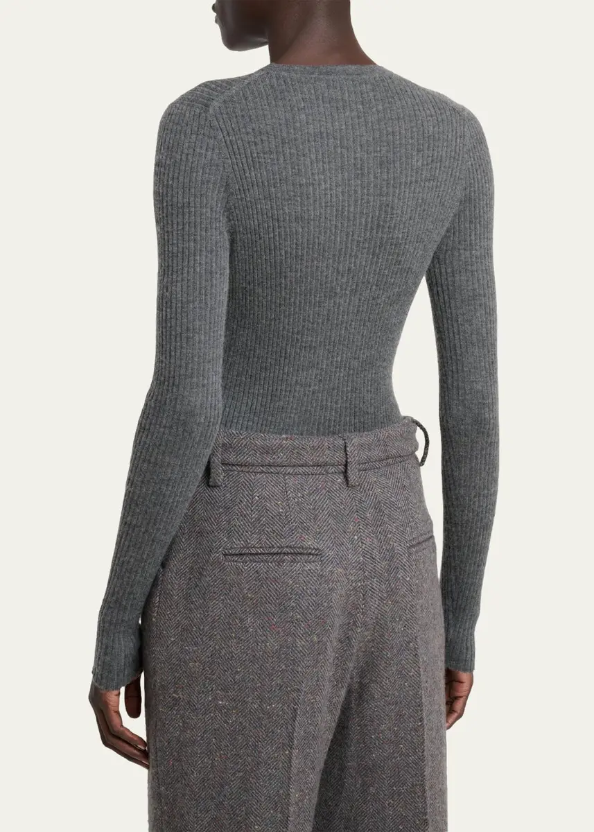 Gabriela Hearst Browning Cashmere-Silk Rib Crewneck Sweater | Thumbnail 8