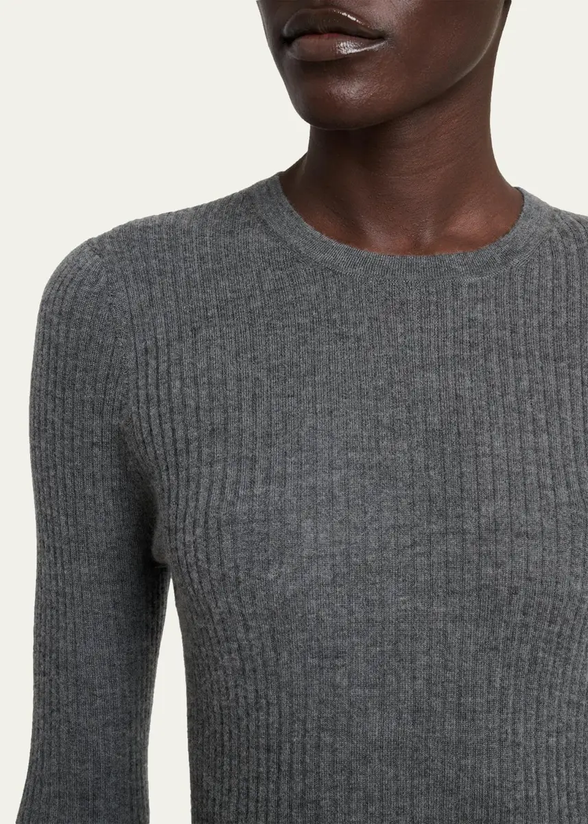 Gabriela Hearst Browning Cashmere-Silk Rib Crewneck Sweater | Thumbnail 10