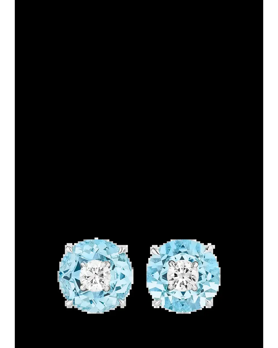 Boghossian 18K White Gold Diamond & Aquamarine Inlay Crush Earrings | Thumbnail 2