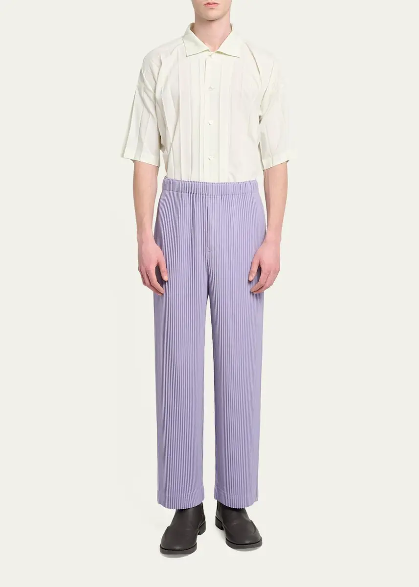Homme Plissé Issey Miyake Men's Pleated Straight Leg Pull-On Pants | Thumbnail 2 Homme Plissé Issey Miyake Men's Pleated Straight Leg Pull-On Pants | Thumbnail 2