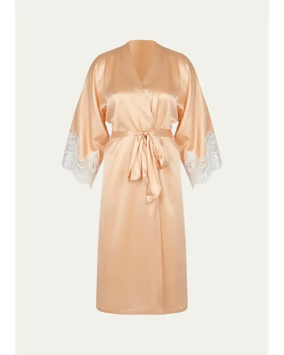 Splendeur Lace-Trim Silk-Blend Robe