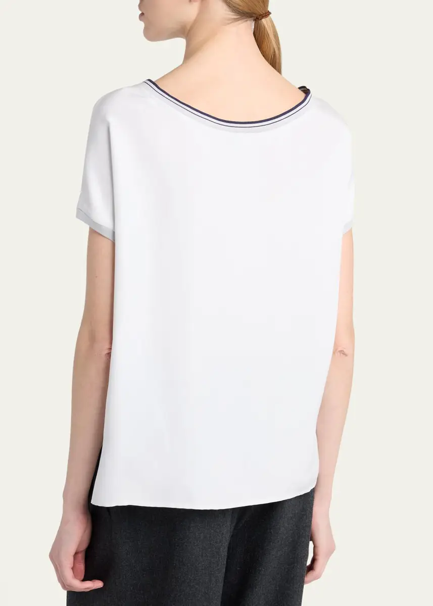 Giorgio Armani Stretch Silk Short-Sleeve Top | Thumbnail 3 Giorgio Armani Stretch Silk Short-Sleeve Top | Thumbnail 3