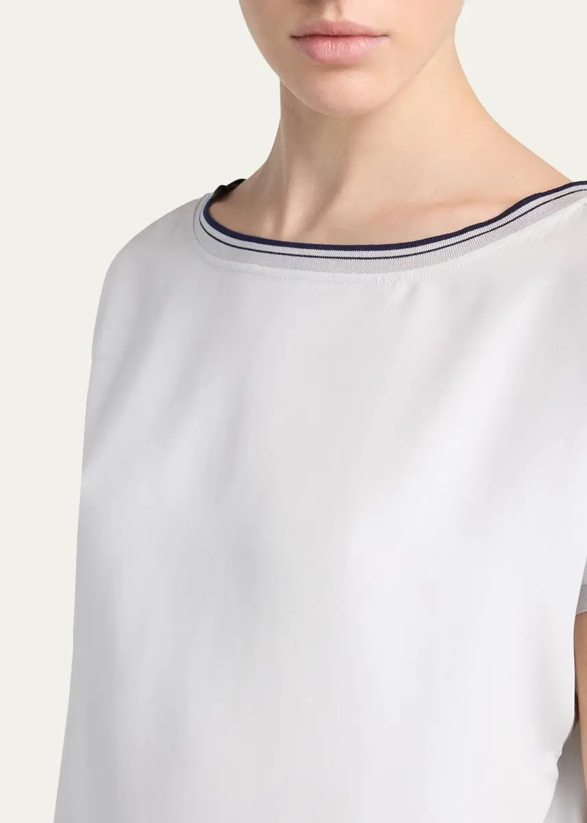 Giorgio Armani Stretch Silk Short-Sleeve Top | Thumbnail 5 Giorgio Armani Stretch Silk Short-Sleeve Top | Thumbnail 5
