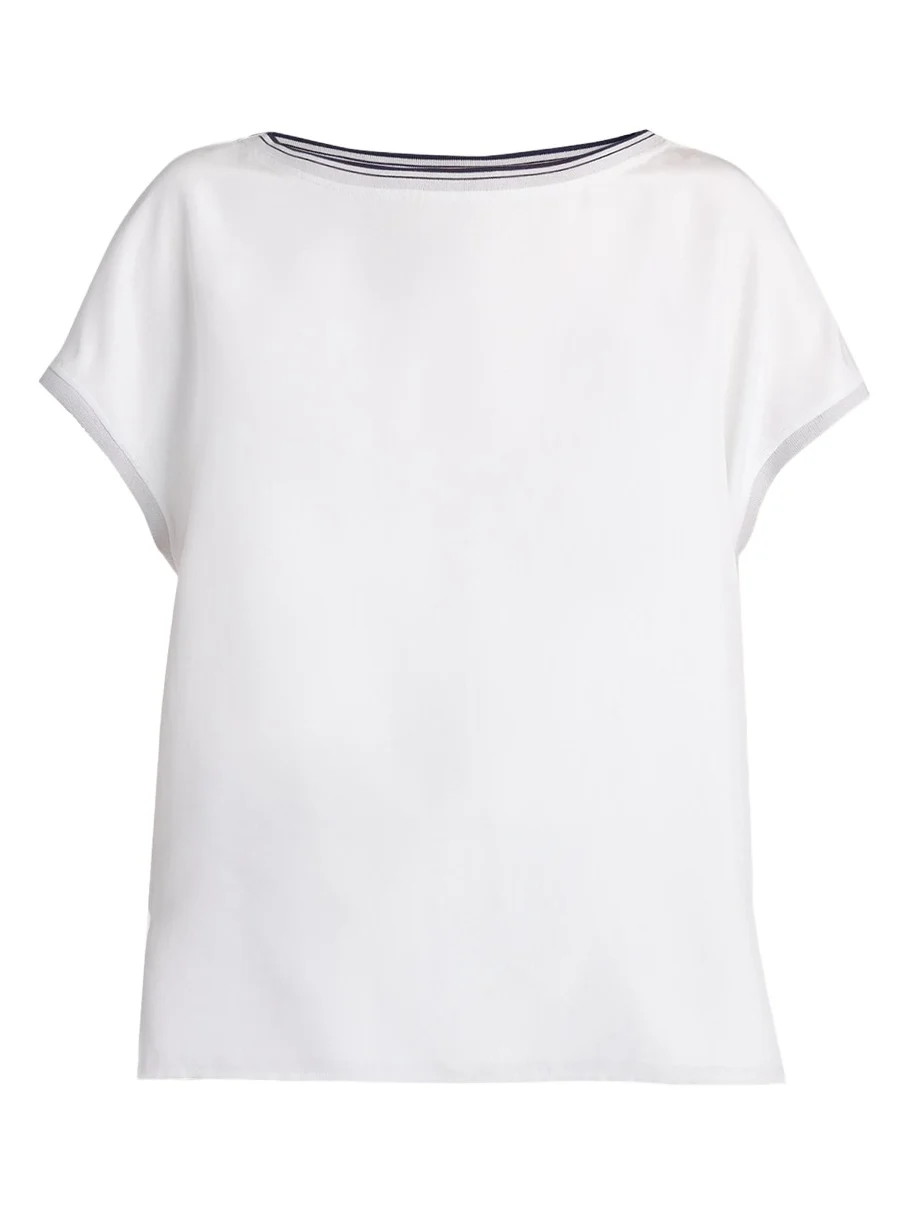 Giorgio Armani Stretch Silk Short-Sleeve Top