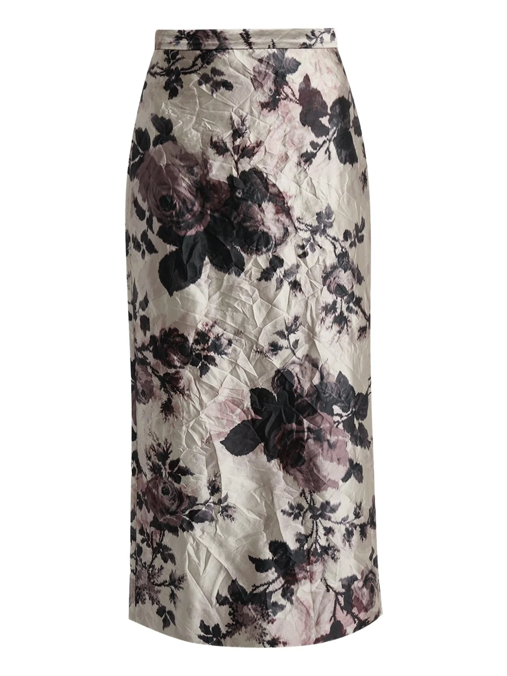 Floral Metallic Crinkled Midi Skirt Floral Metallic Crinkled Midi Skirt