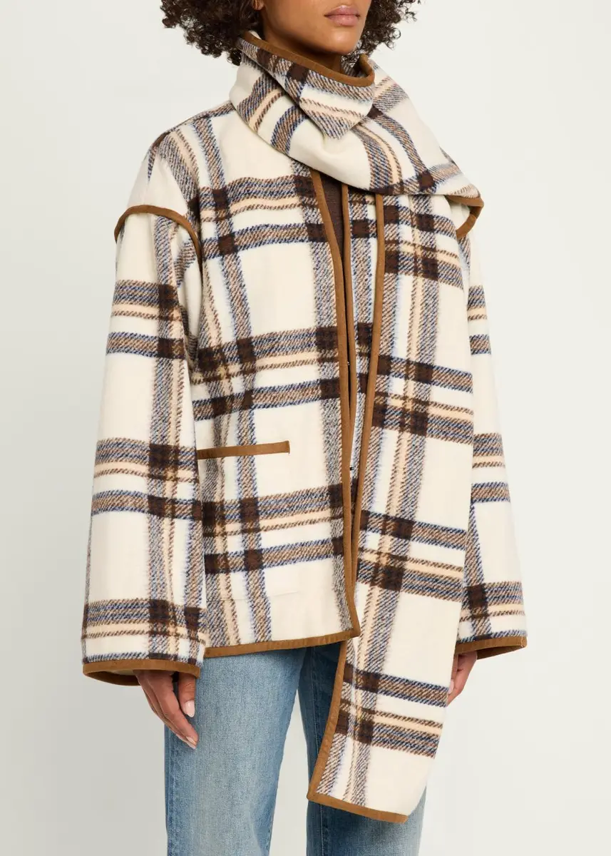 Toccin Greyson Plaid-Print Scarf Jacket | Thumbnail 4 Toccin Greyson Plaid-Print Scarf Jacket | Thumbnail 4