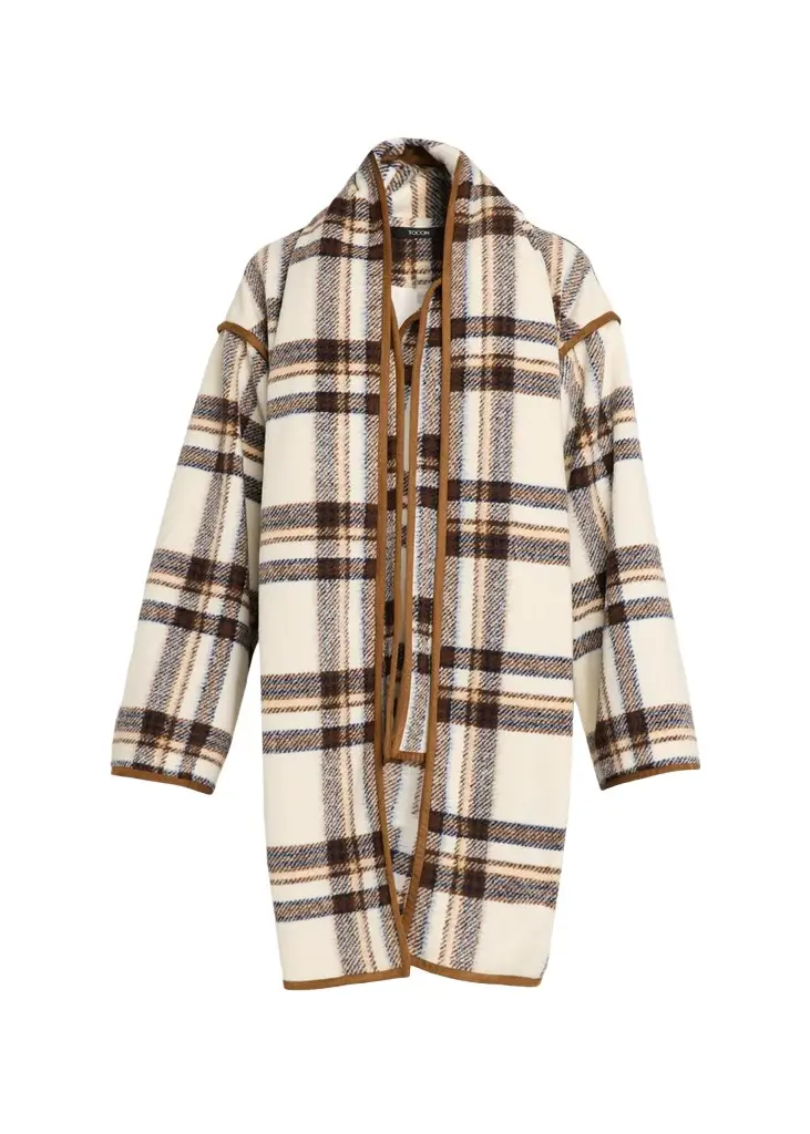 Toccin Greyson Plaid-Print Scarf Jacket