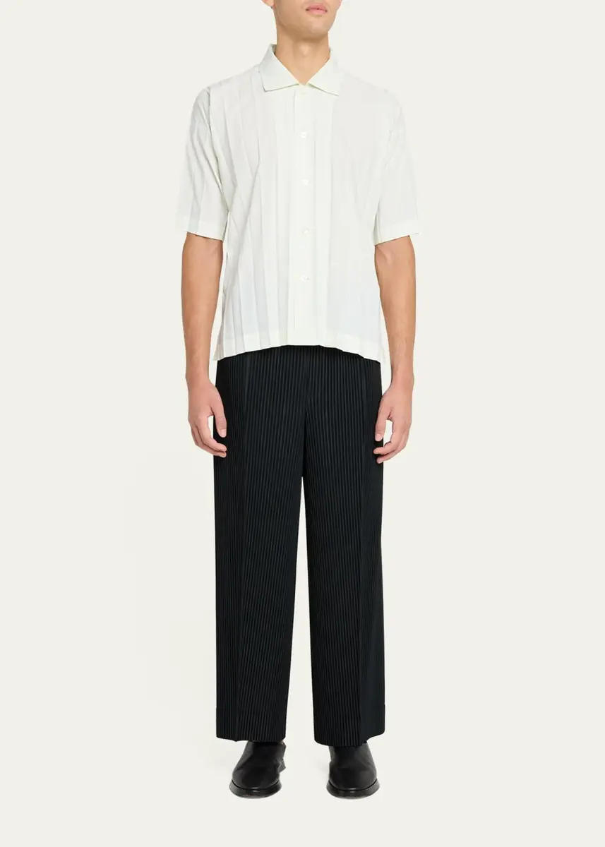 Homme Plissé Issey Miyake Men's Edge Pleated Short-Sleeve Shirt | Thumbnail 2 Homme Plissé Issey Miyake Men's Edge Pleated Short-Sleeve Shirt | Thumbnail 2
