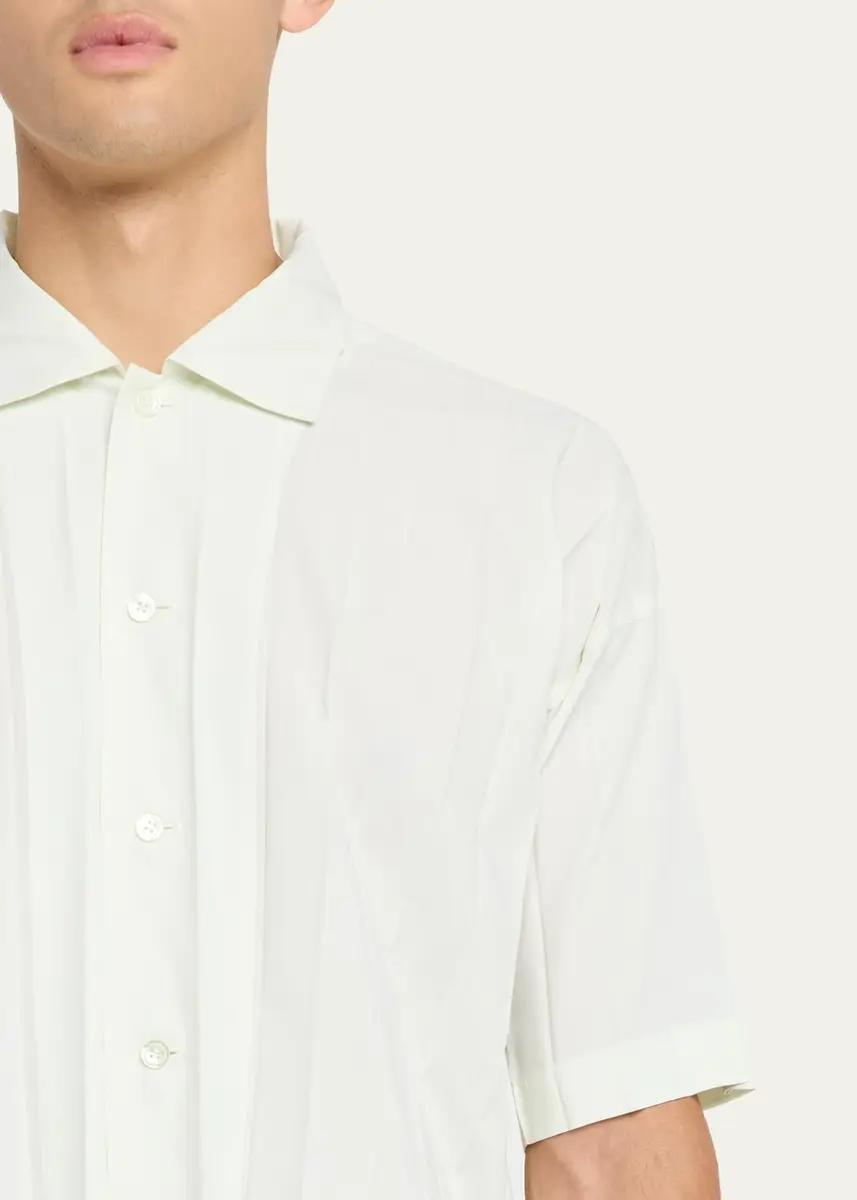 Homme Plissé Issey Miyake Men's Edge Pleated Short-Sleeve Shirt | Thumbnail 5 Homme Plissé Issey Miyake Men's Edge Pleated Short-Sleeve Shirt | Thumbnail 5